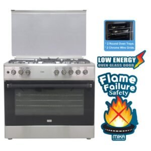 Mika Standing Cooker, 90cm x 60cm, 4 Gas Burner + 1 Electric Plate, WOK Burner MST90PU41HI/FOW