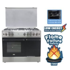 Mika Standing Cooker, 90cm x 60cm, 4 Gas Burner + 1 Electric Plate, Gas Compartment WOK Burner MST90PU41HI/GCW