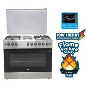 Mika Standing Cooker, 90cm X 60cm, 4 + 2, Electric Oven, Half Inox MST90PU42HI/HC